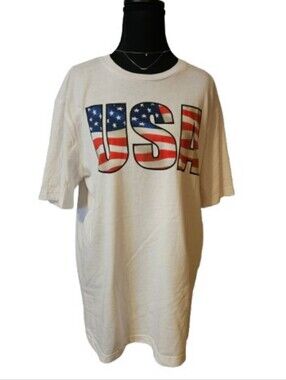 White USA Graphic Large Short-Sleeve Unisex T-Shirt